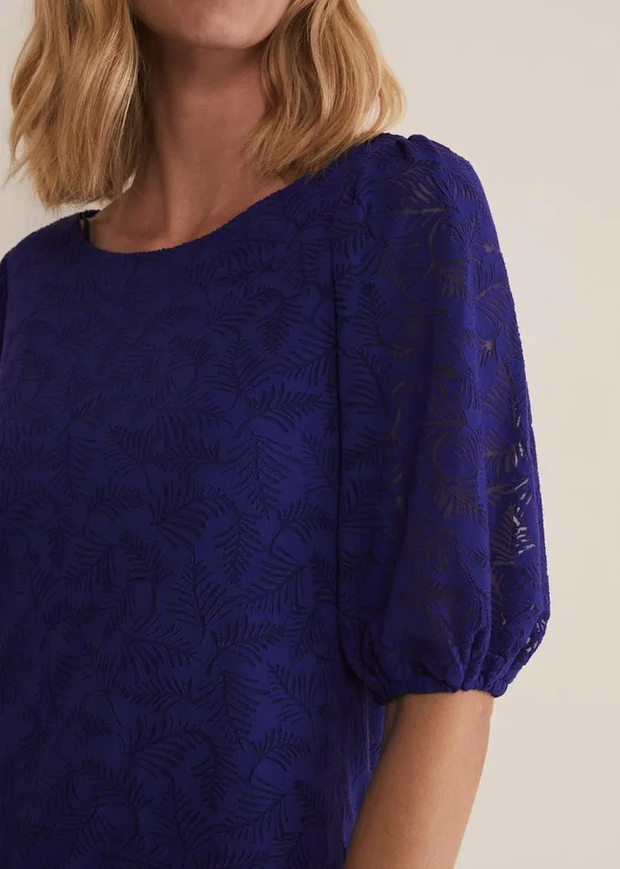 Phase Eight Tops and TShirts Jaeda Leaf Burnout Top Purple 8211 Women