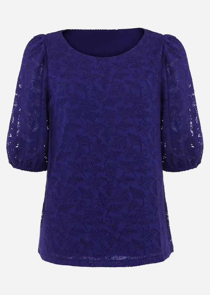 Phase Eight Tops and TShirts Jaeda Leaf Burnout Top Purple 8211 Women