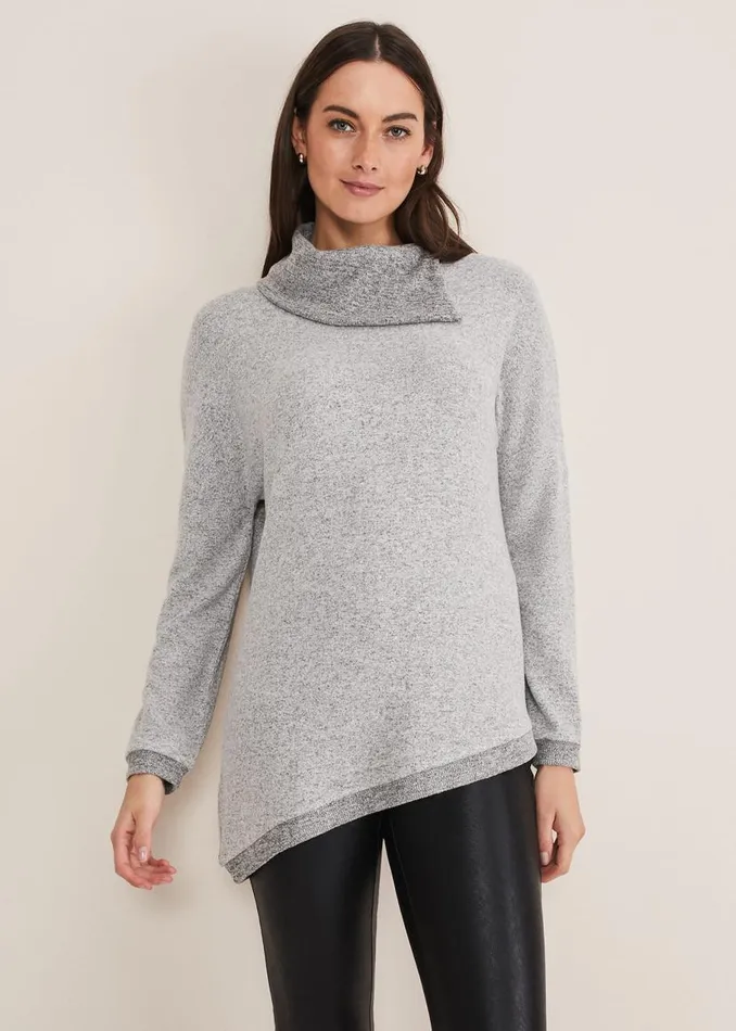 Phase Eight Tops and TShirts Lorella Split Snuggle Top Grey 8211 Women