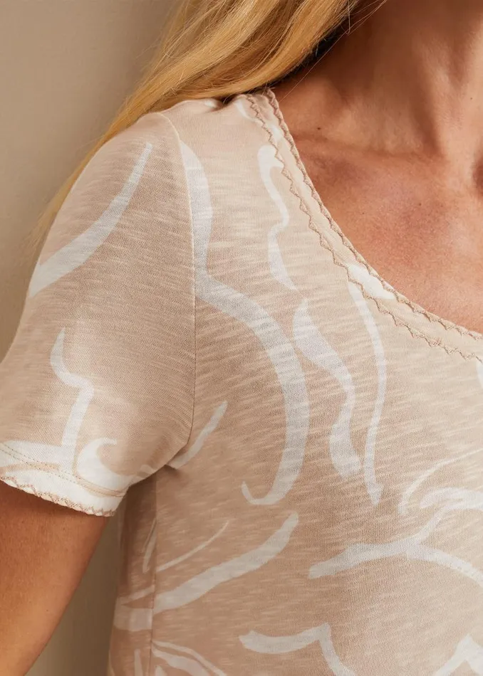 Phase Eight Tops and TShirts Nia Linear Print Top Neutral 8211 Women