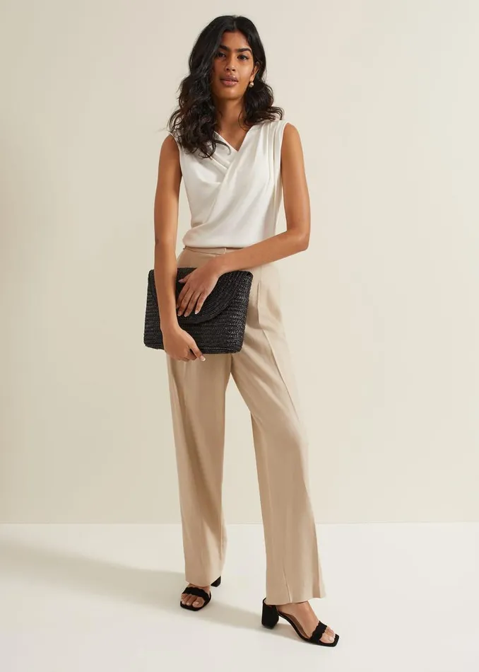 Phase Eight Tops and TShirts Sutton Sleeveless Drape Rib Top Ivory 8211 Women Phase Eight Tops and TShirts Sutton Sleeveless Drape Rib Top Ivory 8211 Women