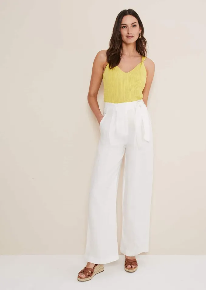 Phase Eight Trousers Aaliyah White Linen Wide Leg Trousers White 8211 Women