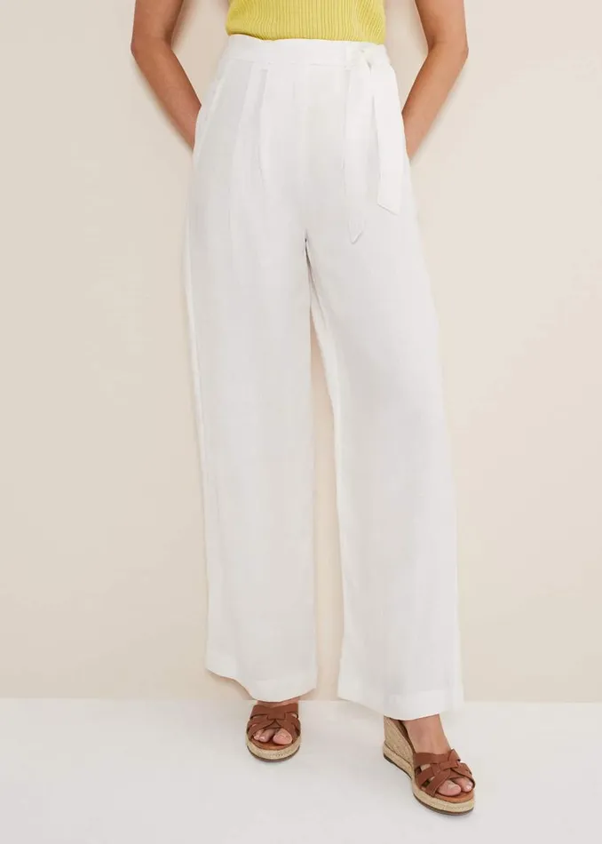 Phase Eight Trousers Aaliyah White Linen Wide Leg Trousers White 8211 Women