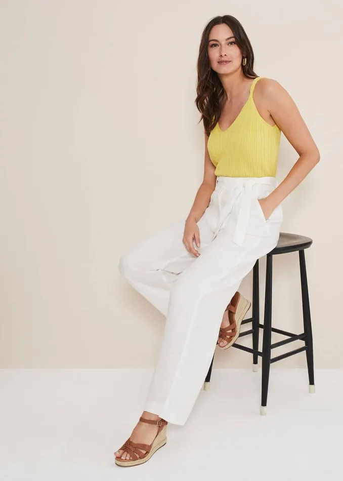 Phase Eight Trousers Aaliyah White Linen Wide Leg Trousers White 8211 Women
