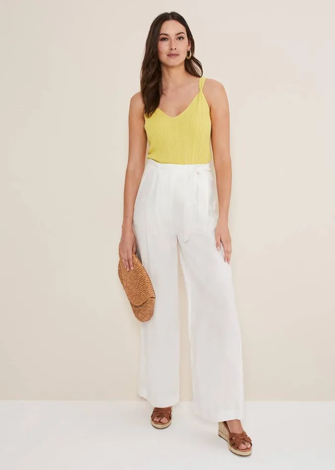 Phase Eight Trousers Aaliyah White Linen Wide Leg Trousers White 8211 Women