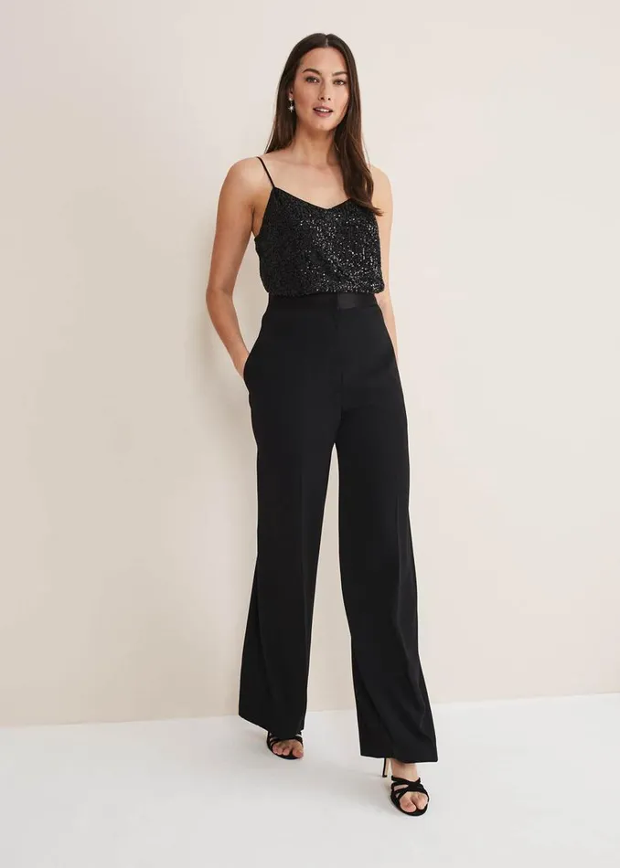 Phase Eight Trousers Elandra Wide Leg Tux Trousers Black 8211 Women