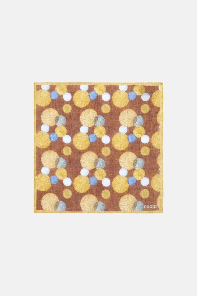 Pocket Squares Men Boggi Milano Patterned Linen Pocket Square Yellow