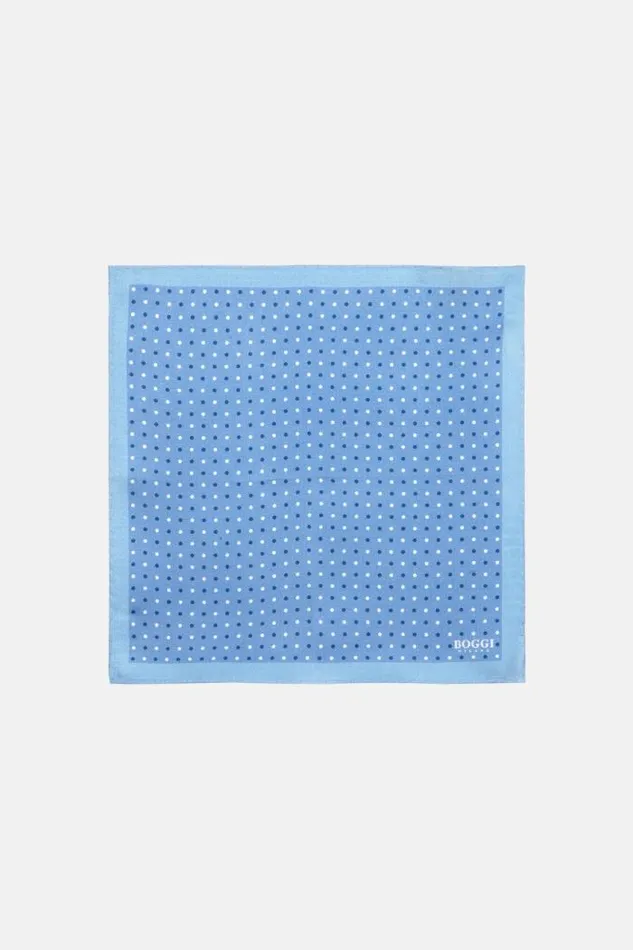 Pocket Squares Men Boggi Milano Polka Dot Silk Pocket Square Light Blu