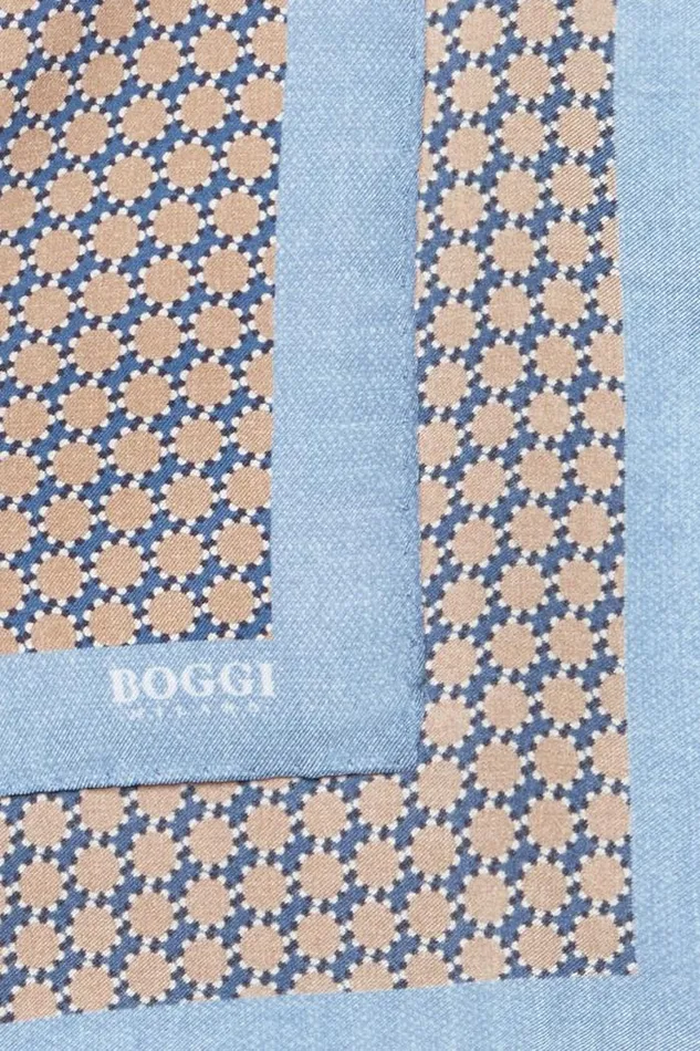 Pocket Squares Men Boggi Milano Silk Pocket Square With Medalions Motif Beige Pocket Squares Men Boggi Milano Silk Pocket Square With Medalions Motif Beige