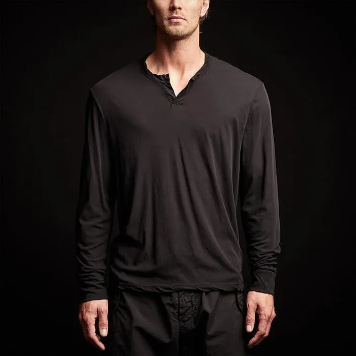 PolosNovelty Tops Men James Perse High Gauge Jersey Henley Black