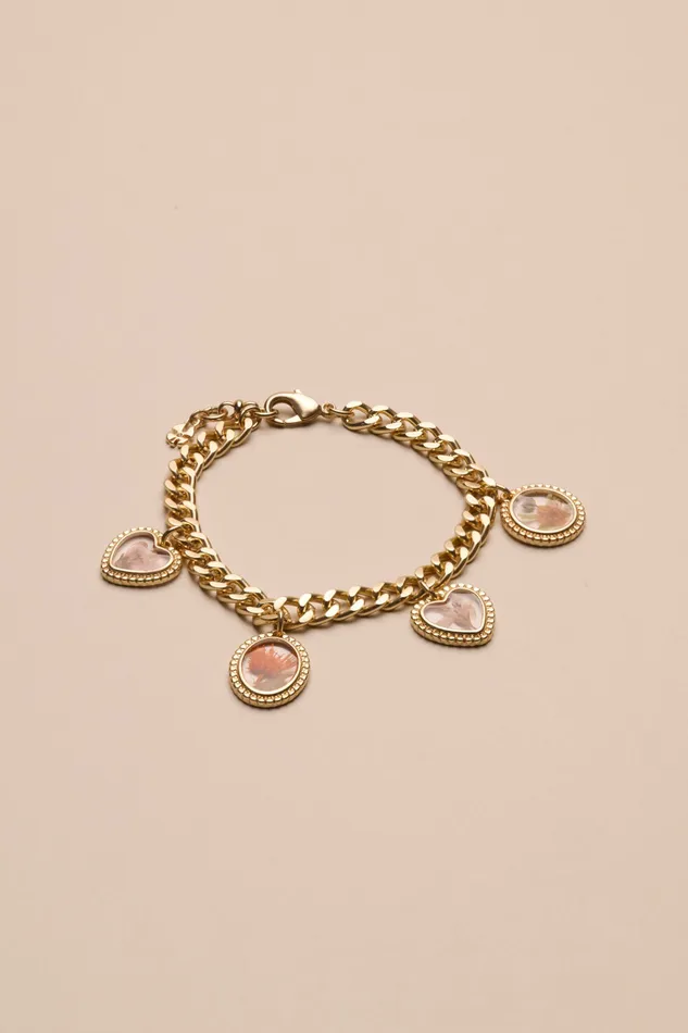 Pressed Flower Charm Bracelet Gold Women Lucky Brand Jewelry