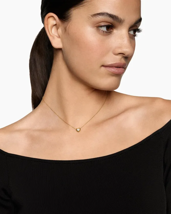 Puffy Heart Pendant Necklace In 18K Yellow Gold With Diamonds 78mm Women David Yurman Pendant