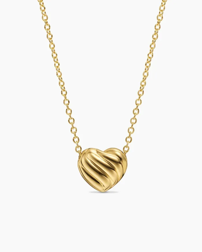 Puffy Heart Pendant Necklace In 18K Yellow Gold With Diamonds 78mm Women David Yurman Pendant