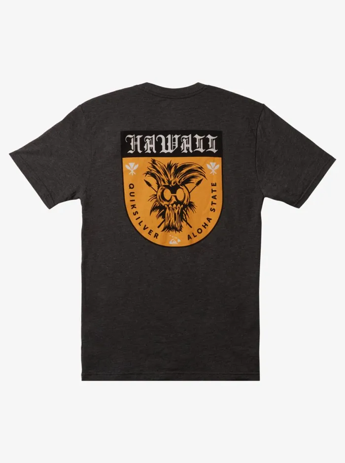 Quiksilver Hawaii Ikaika Shield Tshirt Charcoal Heather Mens Tees Quiksilver Hawaii Ikaika Shield Tshirt Charcoal Heather Mens Tees