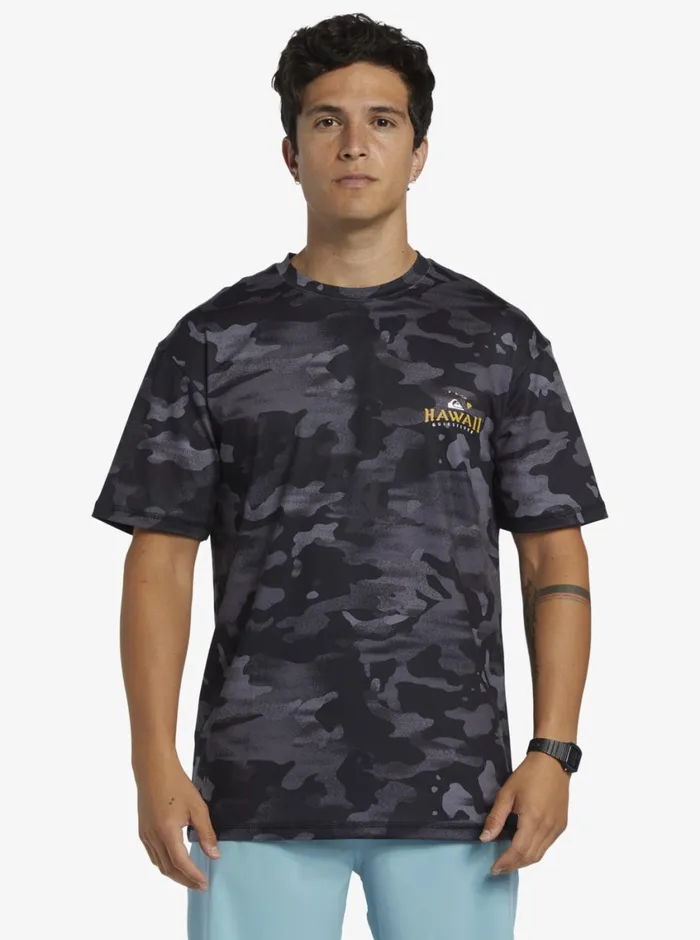 Quiksilver Hi Royalty Surf Short Sleeve UPF 50 Surf TShirt Hi Camo Black Mens Rashguards
