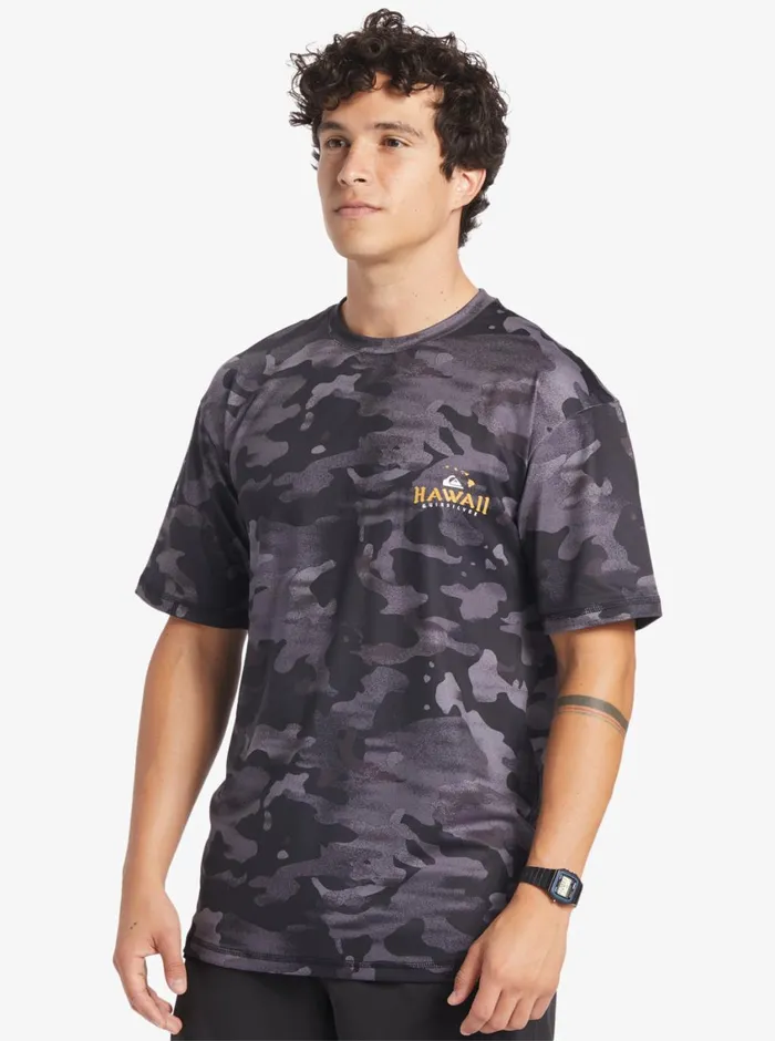 Quiksilver Hi Royalty Surf Short Sleeve UPF 50 Surf TShirt Hi Camo Black Mens Rashguards