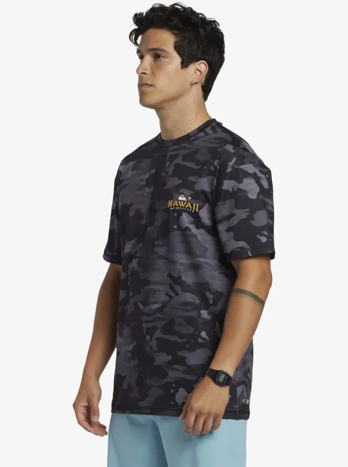 Quiksilver Hi Royalty Surf Short Sleeve UPF 50 Surf TShirt Hi Camo Black Mens Rashguards