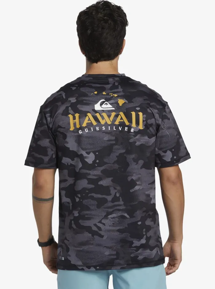 Quiksilver Hi Royalty Surf Short Sleeve UPF 50 Surf TShirt Hi Camo Black Mens Rashguards