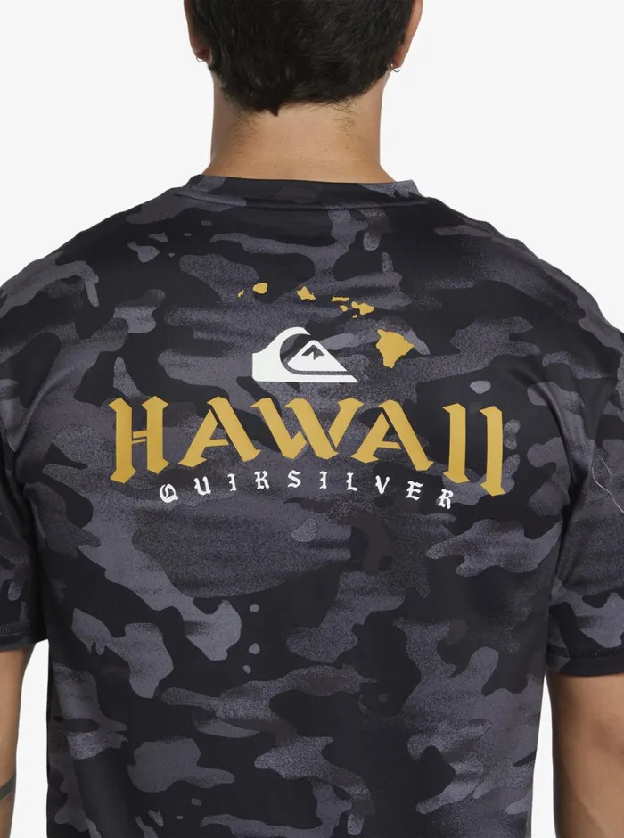 Quiksilver Hi Royalty Surf Short Sleeve UPF 50 Surf TShirt Hi Camo Black Mens Rashguards