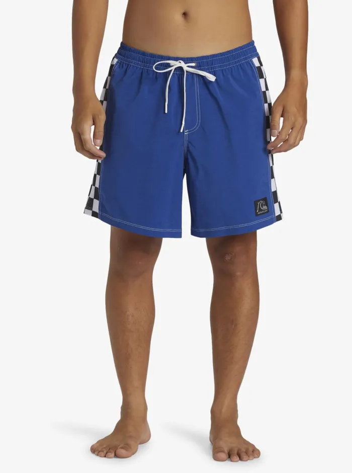 Quiksilver Original Arch Volley 17034 Elastic Waist Shorts Monaco Blue Mens Elastic Waist