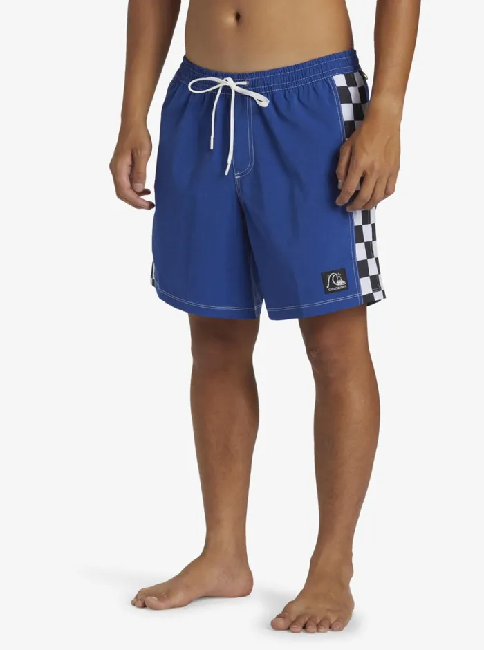 Quiksilver Original Arch Volley 17034 Elastic Waist Shorts Monaco Blue Mens Elastic Waist