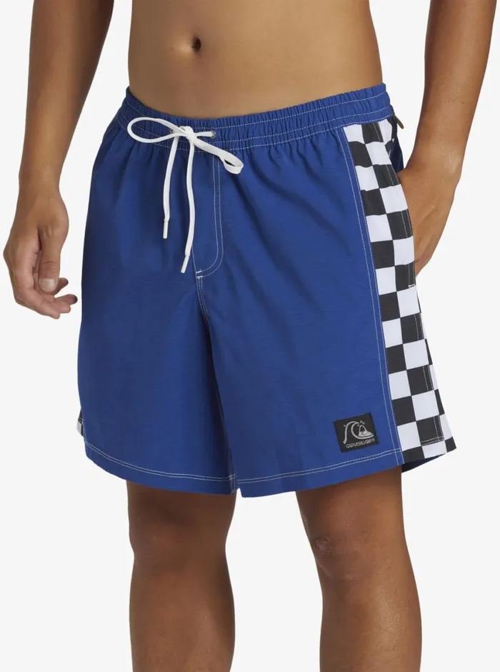 Quiksilver Original Arch Volley 17034 Elastic Waist Shorts Monaco Blue Mens Elastic Waist