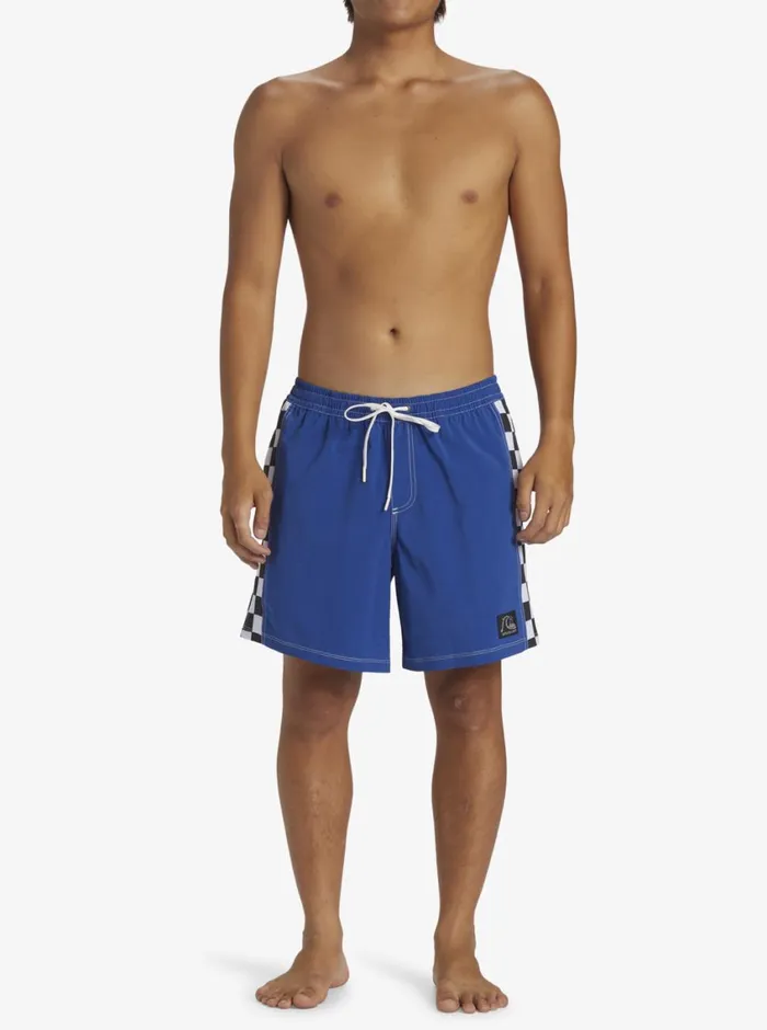 Quiksilver Original Arch Volley 17034 Elastic Waist Shorts Monaco Blue Mens Elastic Waist