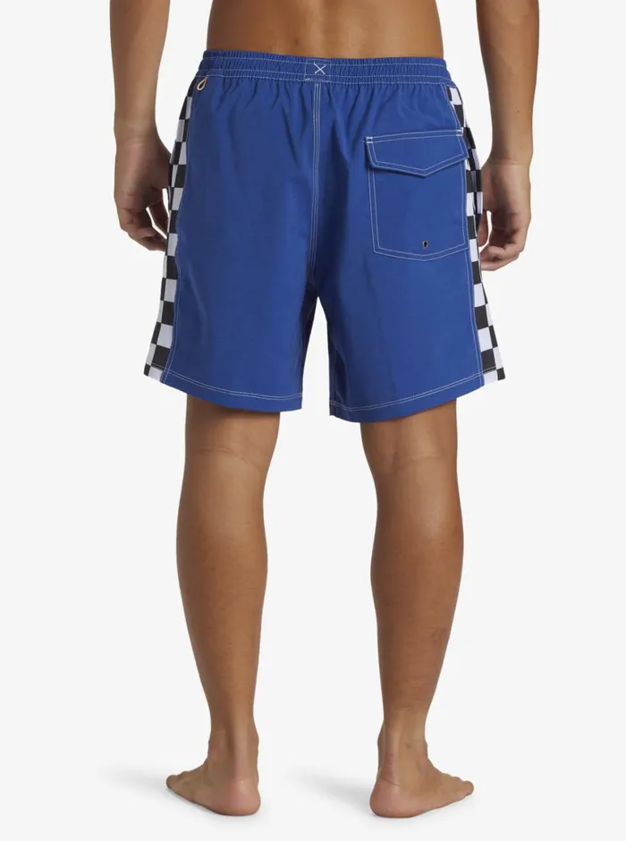 Quiksilver Original Arch Volley 17034 Elastic Waist Shorts Monaco Blue Mens Elastic Waist