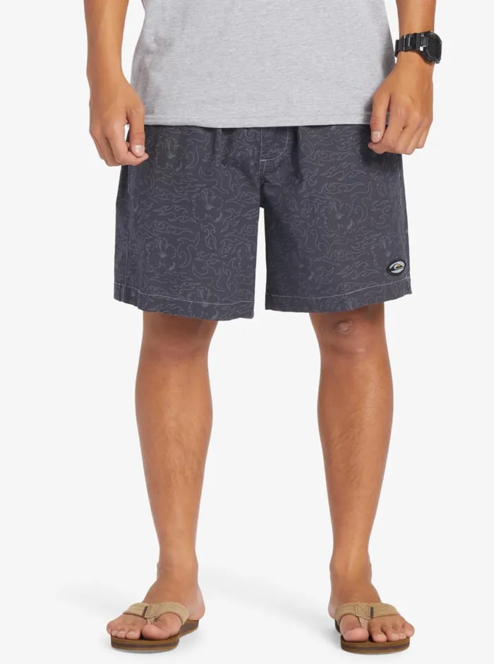 Quiksilver Saturn Taxer 18034 Elastic Shorts Tarmac Tribal Floral Mens Shorts and Amphibians