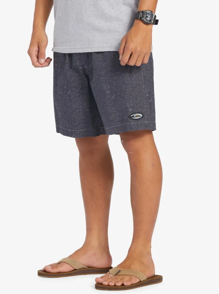 Quiksilver Saturn Taxer 18034 Elastic Shorts Tarmac Tribal Floral Mens Shorts and Amphibians