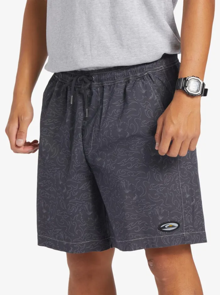 Quiksilver Saturn Taxer 18034 Elastic Shorts Tarmac Tribal Floral Mens Shorts and Amphibians