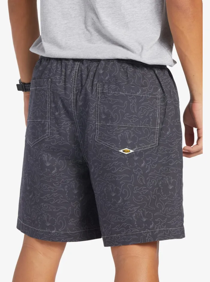 Quiksilver Saturn Taxer 18034 Elastic Shorts Tarmac Tribal Floral Mens Shorts and Amphibians