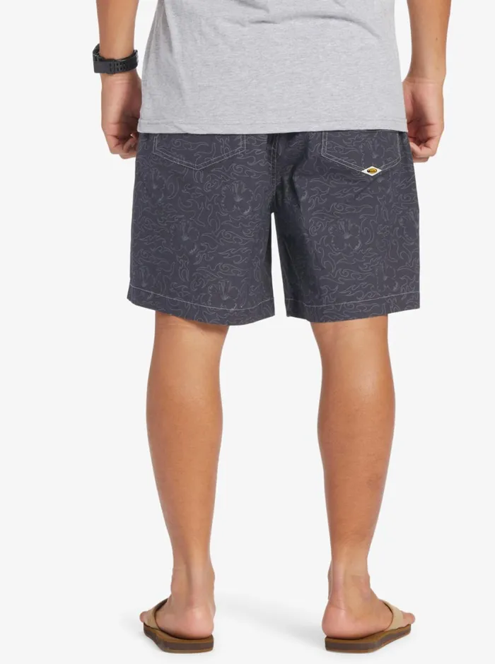 Quiksilver Saturn Taxer 18034 Elastic Shorts Tarmac Tribal Floral Mens Shorts and Amphibians
