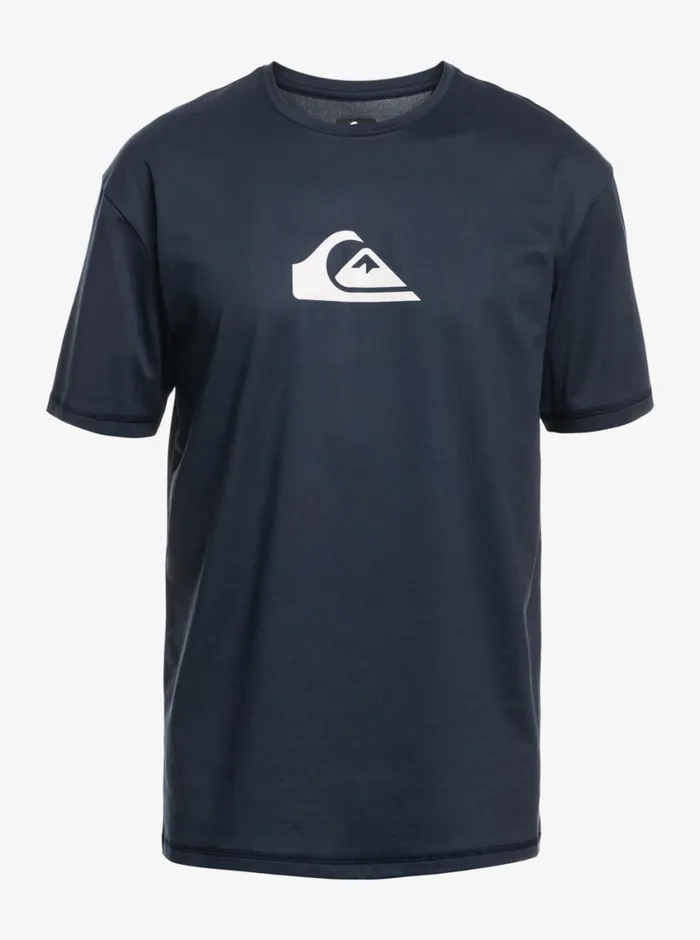 Quiksilver Solid Streak Short Sleeve UPF 50 Surf Tee Navy Blazer Mens Rashguards Quiksilver Solid Streak Short Sleeve UPF 50 Surf Tee Navy Blazer Mens Rashguards