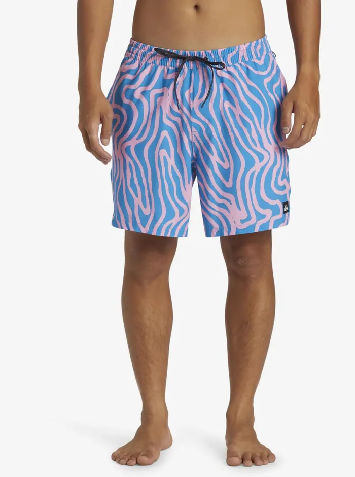 Quiksilver Surfsilk Mix Volley 17034 Elastic Waist Shorts Prism Pink Mens Elastic Waist