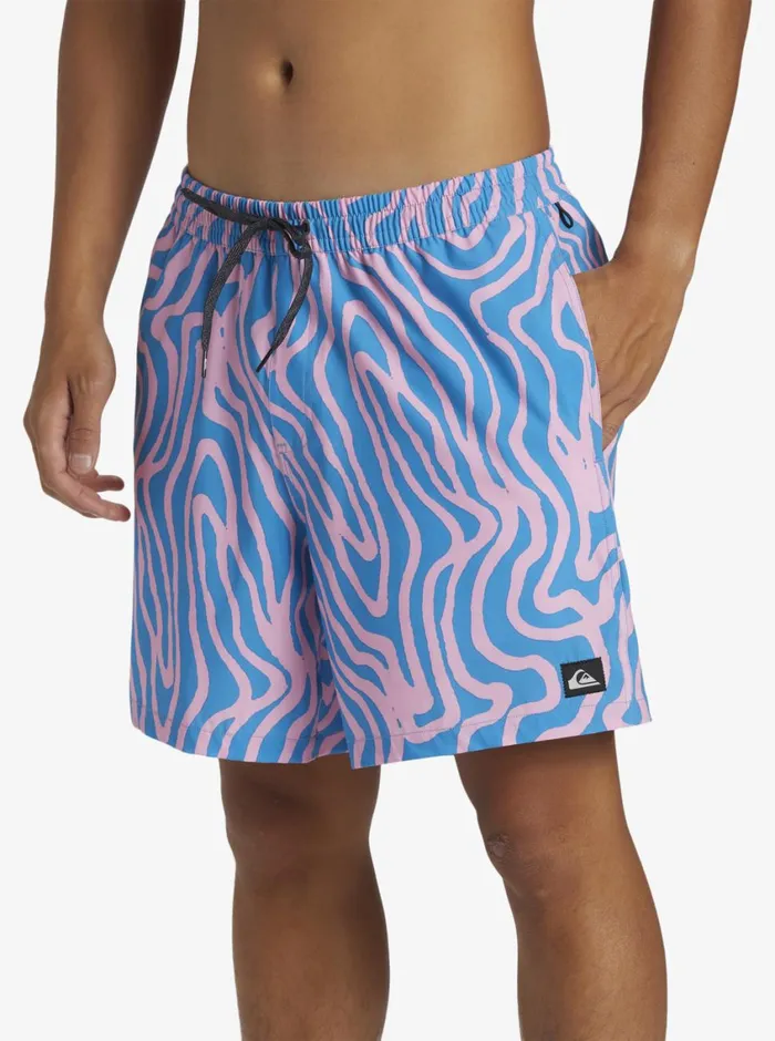 Quiksilver Surfsilk Mix Volley 17034 Elastic Waist Shorts Prism Pink Mens Elastic Waist