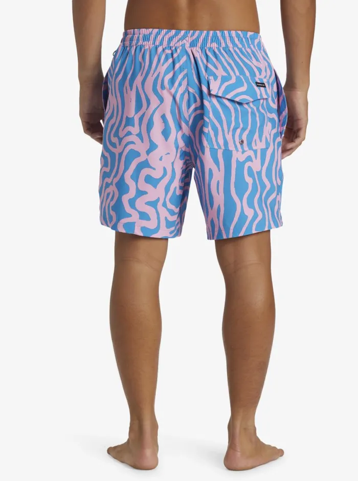 Quiksilver Surfsilk Mix Volley 17034 Elastic Waist Shorts Prism Pink Mens Elastic Waist