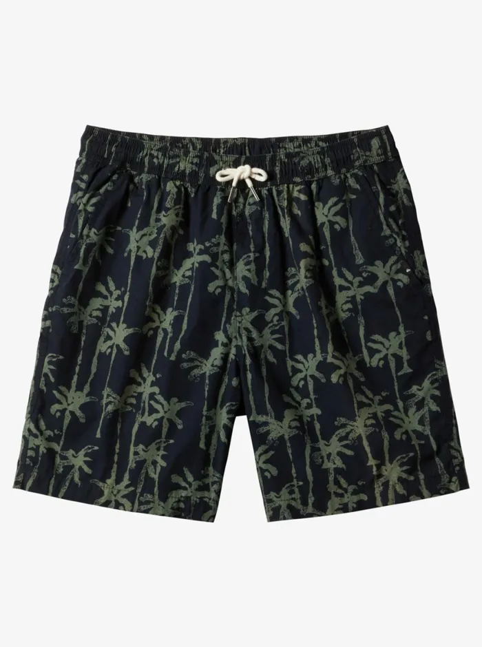 Quiksilver Taxer Print Elastic Waist Shorts Laurel Wreath Painted Palms Mens Shorts and Amphibians