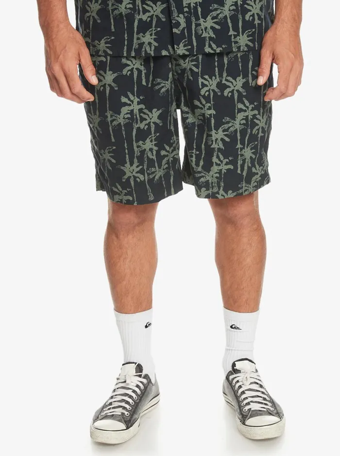 Quiksilver Taxer Print Elastic Waist Shorts Laurel Wreath Painted Palms Mens Shorts and Amphibians Quiksilver Taxer Print Elastic Waist Shorts Laurel Wreath Painted Palms Mens Shorts and Amphibians