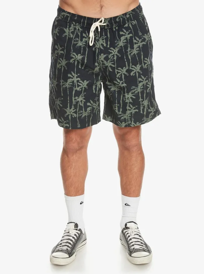 Quiksilver Taxer Print Elastic Waist Shorts Laurel Wreath Painted Palms Mens Shorts and Amphibians Quiksilver Taxer Print Elastic Waist Shorts Laurel Wreath Painted Palms Mens Shorts and Amphibians