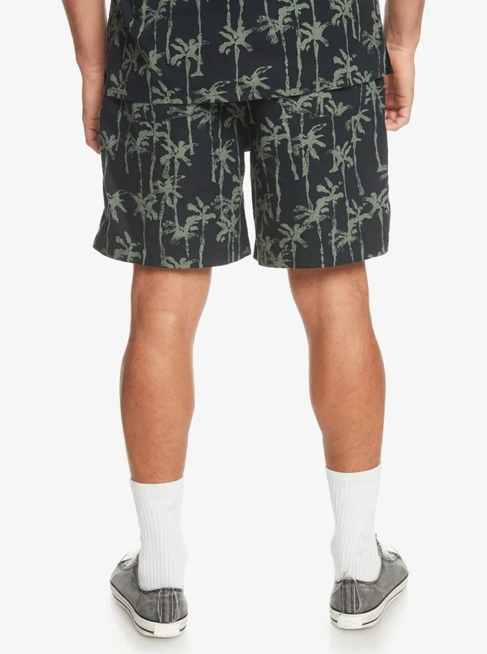 Quiksilver Taxer Print Elastic Waist Shorts Laurel Wreath Painted Palms Mens Shorts and Amphibians Quiksilver Taxer Print Elastic Waist Shorts Laurel Wreath Painted Palms Mens Shorts and Amphibians