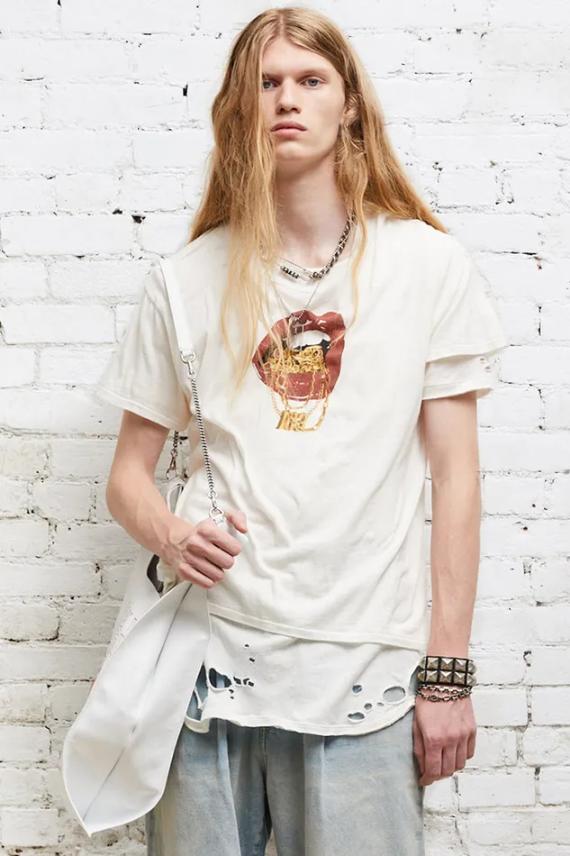 R13 TShirts Men R13 Bling Boy TShirt 8211 Ecru