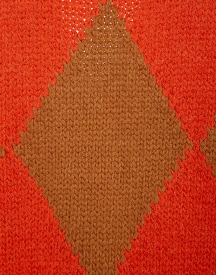 Ready To Wear Knitwear La Double J Argyle Cardigan Camel and Orange Ready To Wear Knitwear La Double J Argyle Cardigan Camel and Orange