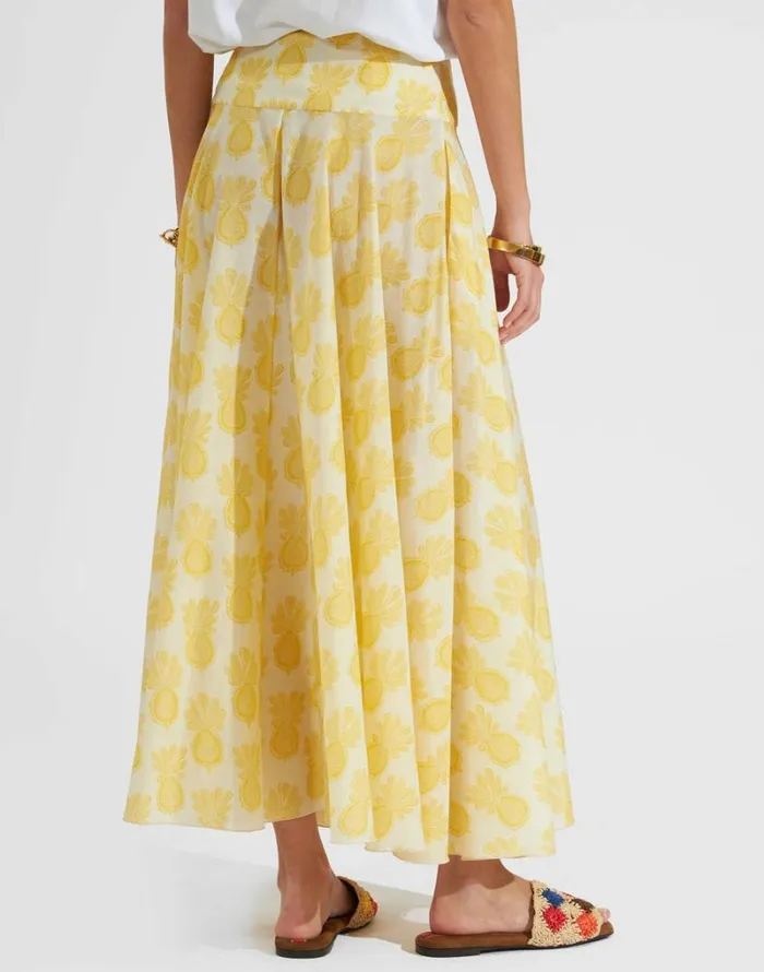 Ready To Wear Skirts La Double J Ariel Skirt Pineapple Sunflower White Ready To Wear Skirts La Double J Ariel Skirt Pineapple Sunflower White