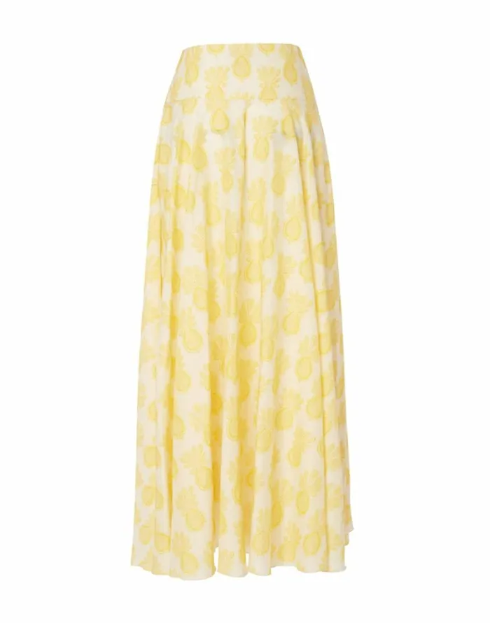 Ready To Wear Skirts La Double J Ariel Skirt Pineapple Sunflower White Ready To Wear Skirts La Double J Ariel Skirt Pineapple Sunflower White