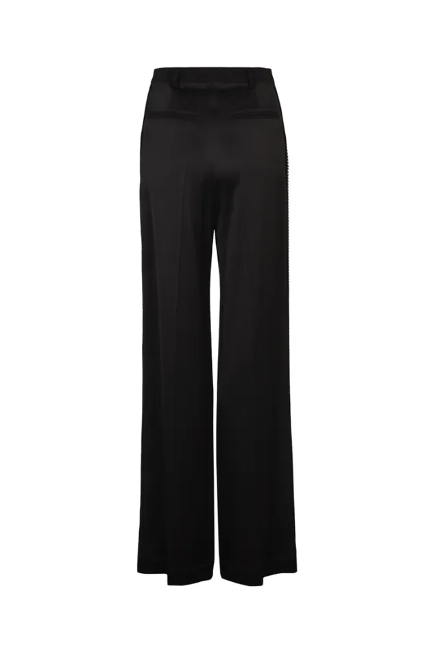 Readytowear Trousers And Denim Sonia Rykiel Piaf Trousers In Satinbacked Crepe With Rhinestone Detailing