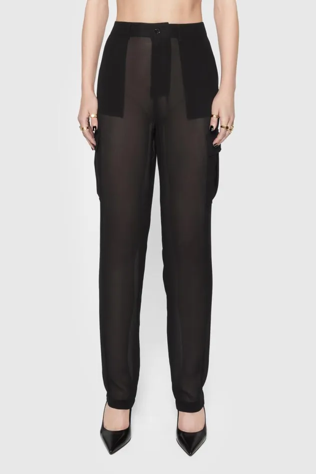 Rebecca Minkoff Bottoms Presley Sheer Cargo Pant True Black 8211 Clothing