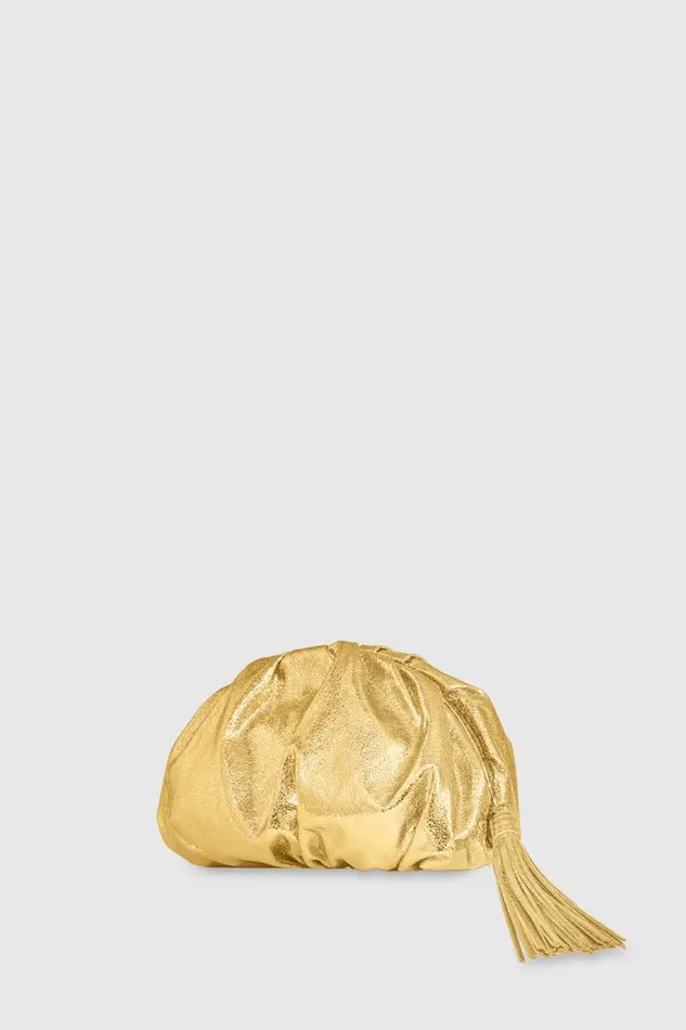 Rebecca Minkoff Clutches Ruched Clutch Solid Gold 8211 Handbags