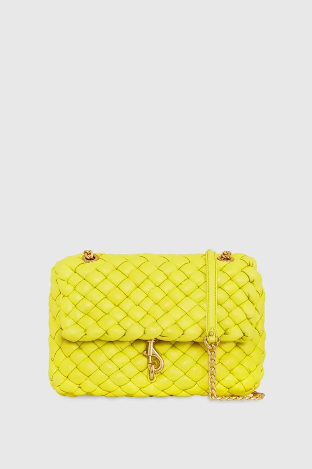 Rebecca Minkoff Shoulder Bags Edie Woven Shoulder Bag Citronantique Brass 8211 Handbags