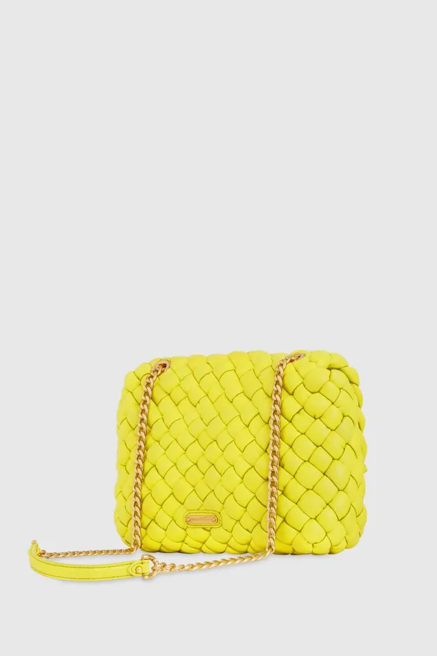 Rebecca Minkoff Shoulder Bags Edie Woven Shoulder Bag Citronantique Brass 8211 Handbags
